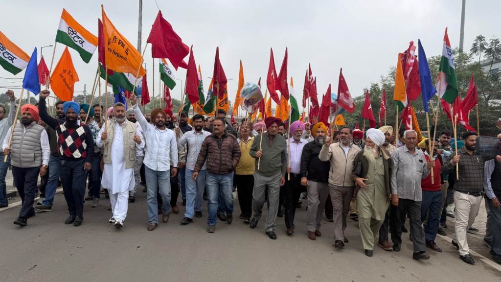 PRTC workers protest strongly against delay in salaries and pensions rally and effigy burning in Patiala